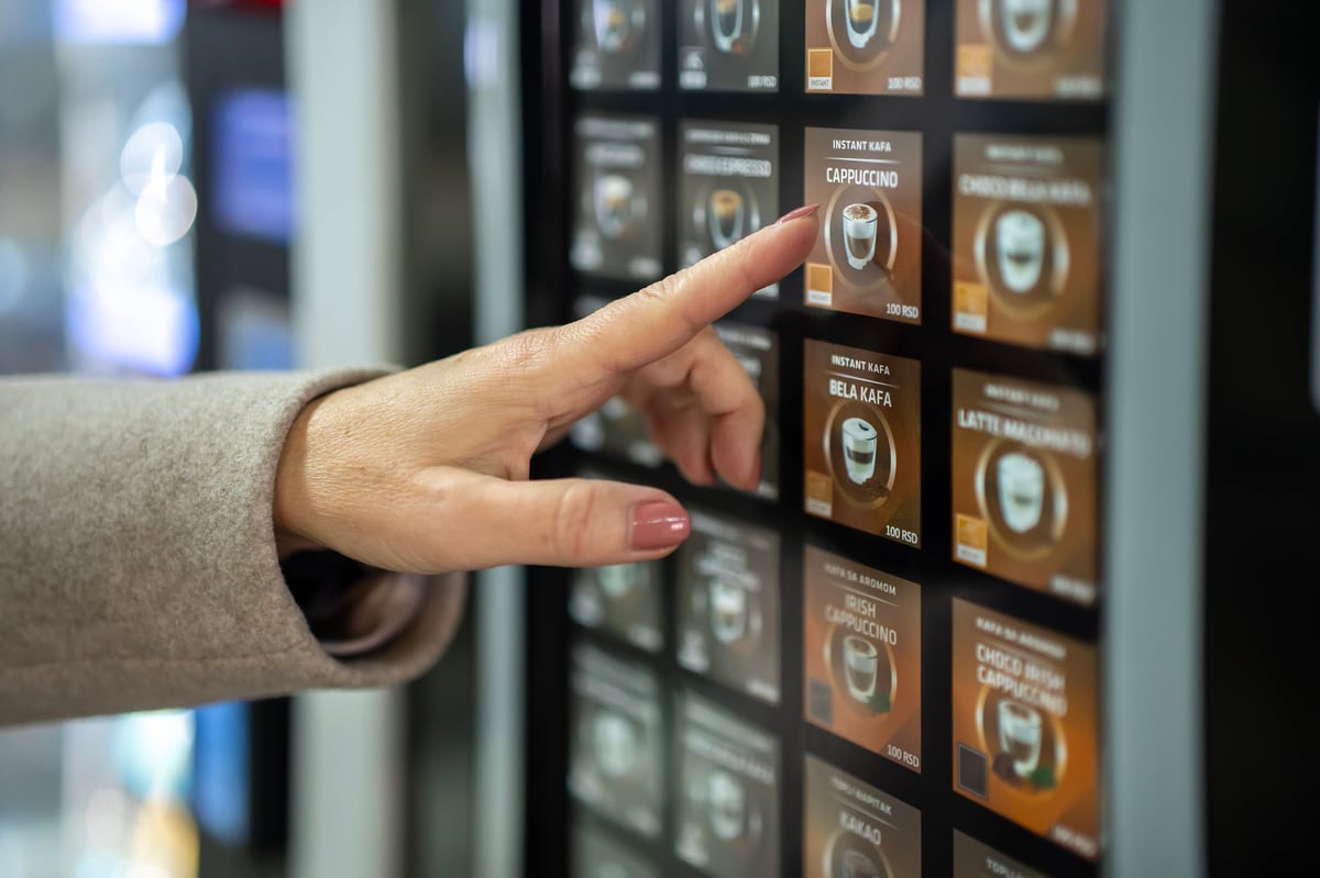 Modern vending machine with touch screen interface